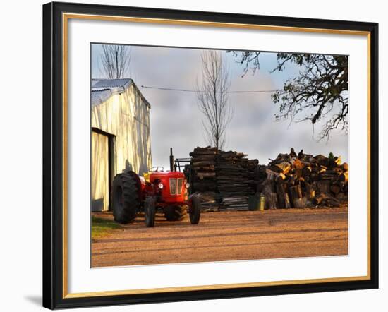 Farm with Old Red Tractor and Firewood, Montevideo, Uruguay-Per Karlsson-Framed Photographic Print