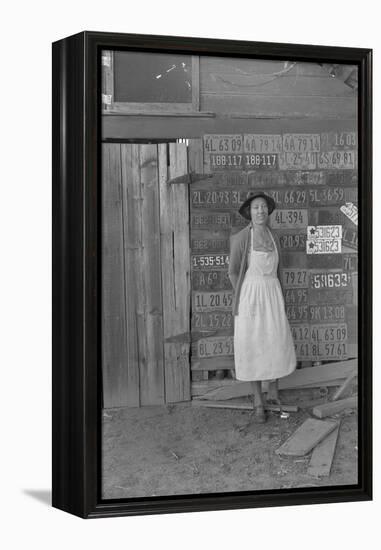 Farm Woman Beside Her Barn Door-Dorothea Lange-Framed Stretched Canvas