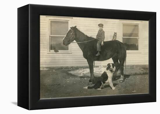 Farmboy with Cat on Horse and Dog-null-Framed Stretched Canvas