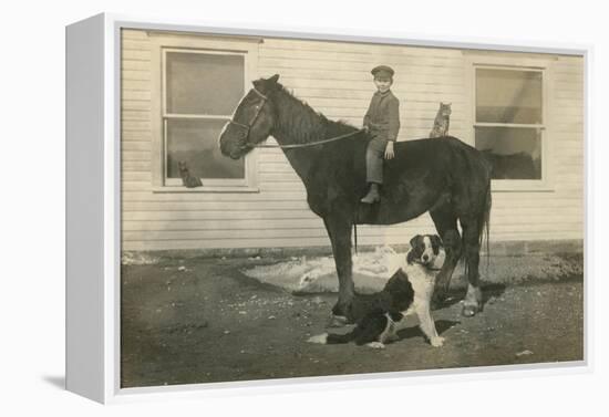 Farmboy with Cat on Horse and Dog-null-Framed Stretched Canvas