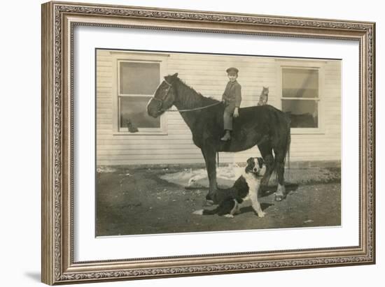 Farmboy with Cat on Horse and Dog-null-Framed Art Print