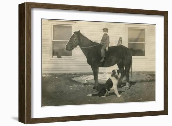 Farmboy with Cat on Horse and Dog-null-Framed Art Print