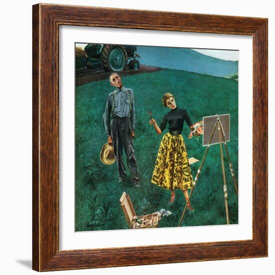 "Farmer and Female Artist in Field", June 6, 1953-George Hughes-Framed Giclee Print