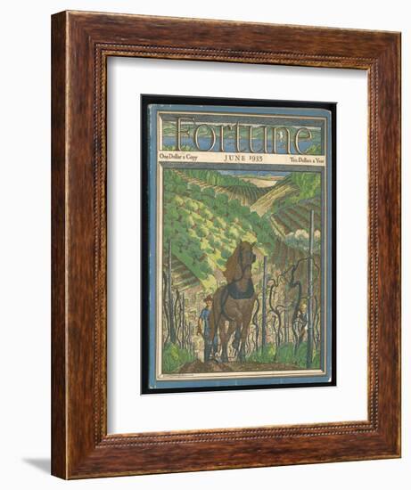 Farmer and His Horse Plough One of a Patchwork of Fields-null-Framed Art Print