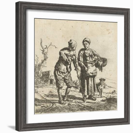 Farmer and his wife in conversation-Adriaen van de Velde-Framed Giclee Print