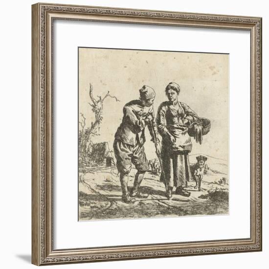 Farmer and his wife in conversation-Adriaen van de Velde-Framed Giclee Print