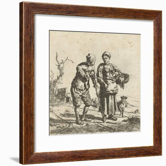 Farmer and his wife in conversation-Adriaen van de Velde-Framed Giclee Print