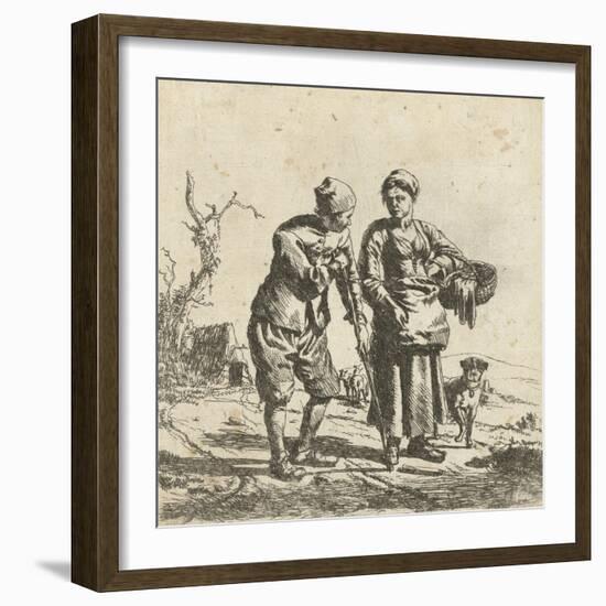 Farmer and his wife in conversation-Adriaen van de Velde-Framed Giclee Print