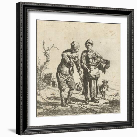 Farmer and his wife in conversation-Adriaen van de Velde-Framed Giclee Print