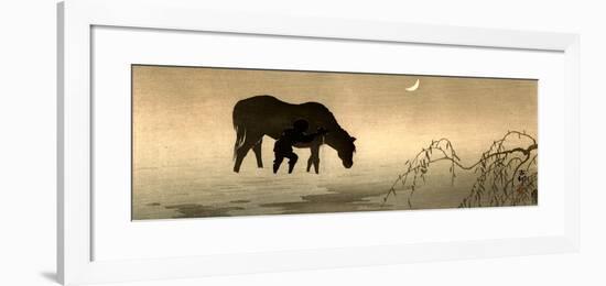 Farmer and Horse in the Water-Koson Ohara-Framed Giclee Print
