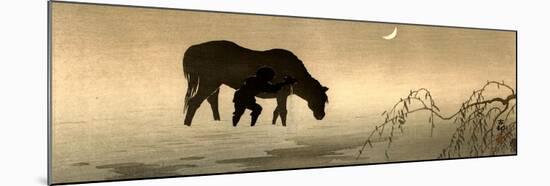 Farmer and Horse in the Water-Koson Ohara-Mounted Giclee Print