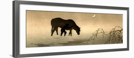 Farmer and Horse in the Water-Koson Ohara-Framed Giclee Print