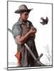 "Farmer and the Bird" or "Harvest Time", August 18,1923-Norman Rockwell-Mounted Giclee Print