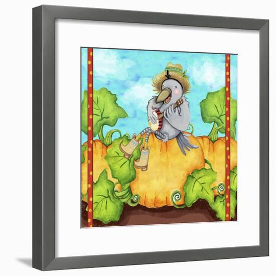 Farmer Crow Pumpkin Patch-Valarie Wade-Framed Premium Giclee Print