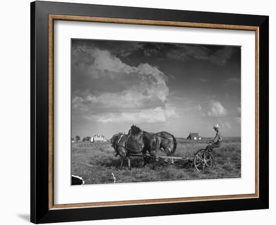 Farmer Driving Horses in the Field-Alfred Eisenstaedt-Framed Photographic Print