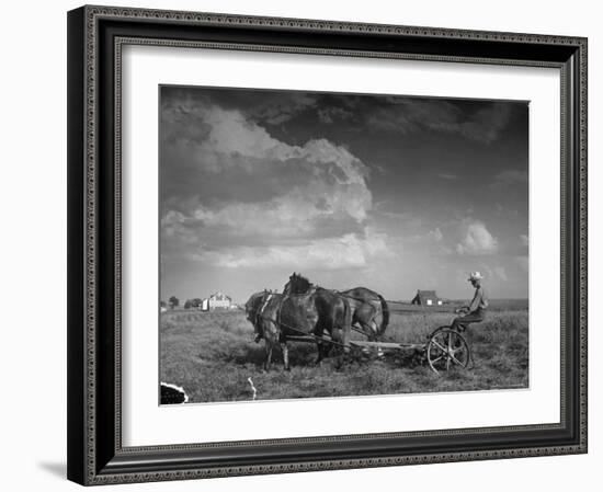 Farmer Driving Horses in the Field-Alfred Eisenstaedt-Framed Photographic Print