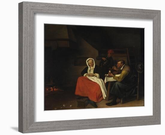 Farmer Eating Eggs-Jan Steen-Framed Giclee Print