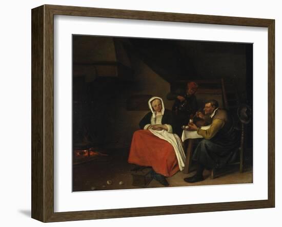 Farmer Eating Eggs-Jan Steen-Framed Giclee Print