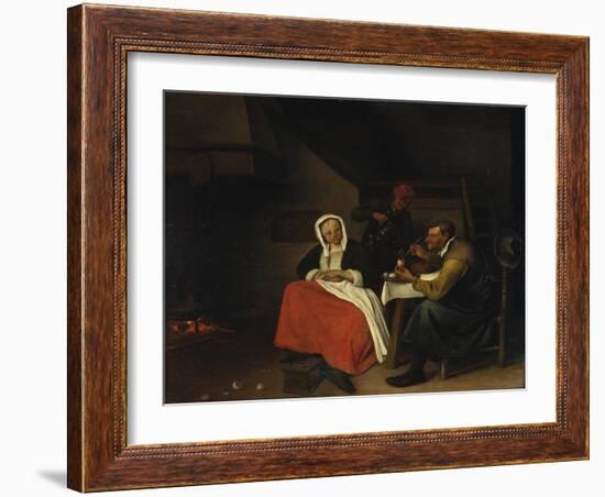 Farmer Eating Eggs-Jan Steen-Framed Giclee Print