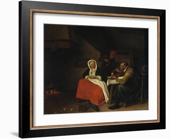 Farmer Eating Eggs-Jan Steen-Framed Giclee Print