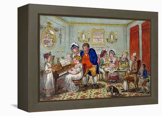 Farmer Giles and His Wife Showing Off their Daughter Betty to their Neighbours-James Gillray-Framed Premier Image Canvas