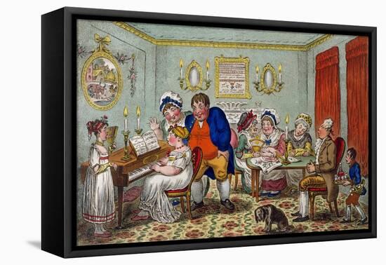 Farmer Giles and His Wife Showing Off their Daughter Betty to their Neighbours-James Gillray-Framed Premier Image Canvas