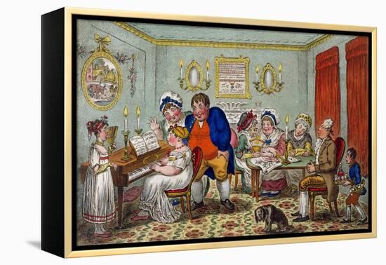 Farmer Giles and His Wife Showing Off their Daughter Betty to their Neighbours-James Gillray-Framed Premier Image Canvas