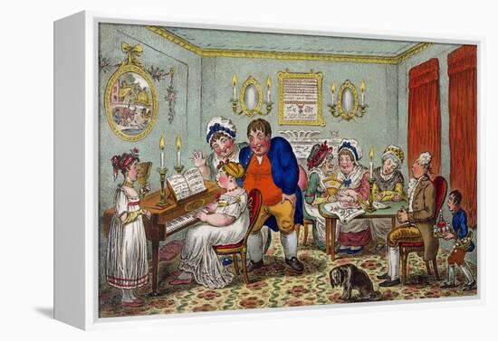Farmer Giles and His Wife Showing Off their Daughter Betty to their Neighbours-James Gillray-Framed Premier Image Canvas