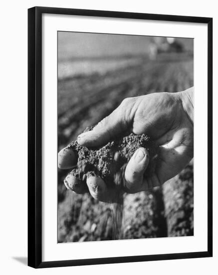 Farmer Holding a Handful of Soil-Ed Clark-Framed Premium Photographic Print