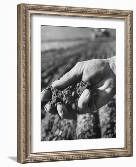 Farmer Holding a Handful of Soil-Ed Clark-Framed Photographic Print