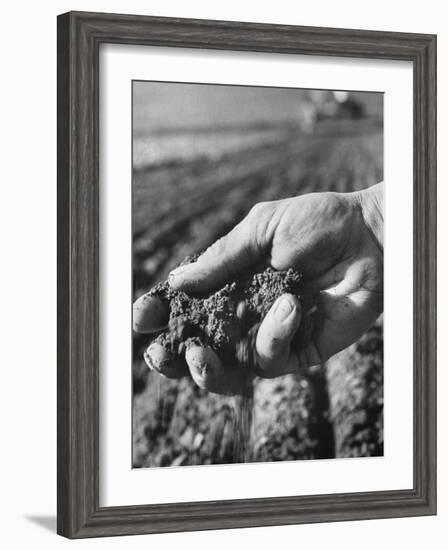 Farmer Holding a Handful of Soil-Ed Clark-Framed Photographic Print