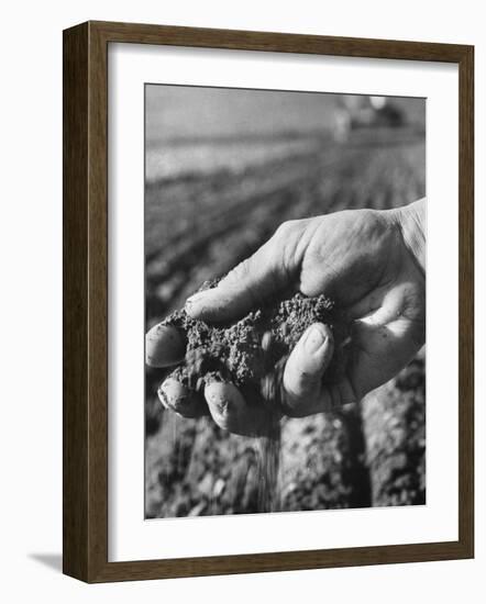 Farmer Holding a Handful of Soil-Ed Clark-Framed Photographic Print