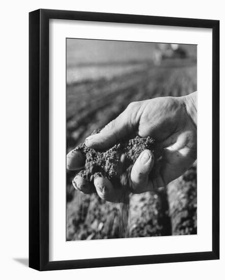 Farmer Holding a Handful of Soil-Ed Clark-Framed Photographic Print