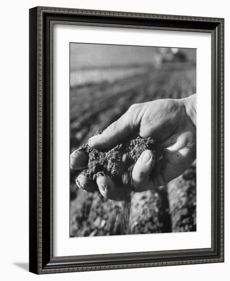 Farmer Holding a Handful of Soil-Ed Clark-Framed Photographic Print