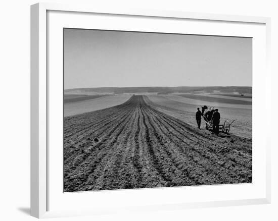 Farmer Lossening Top Soil of His Field-Dmitri Kessel-Framed Photographic Print