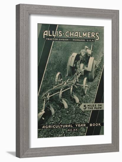 Farmer on an Allis Chalmers Tractor Plowing a Field-null-Framed Giclee Print