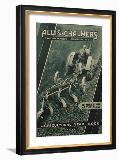 Farmer on an Allis Chalmers Tractor Plowing a Field-null-Framed Giclee Print