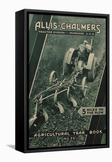 Farmer on an Allis Chalmers Tractor Plowing a Field-null-Framed Premier Image Canvas