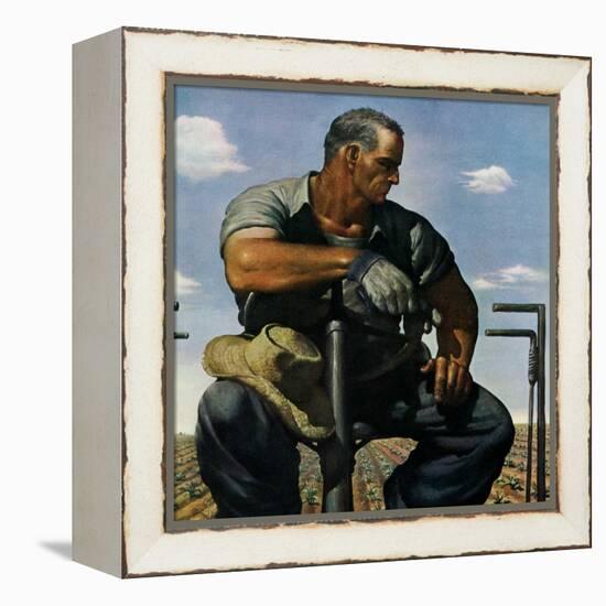 "Farmer on Tractor,"May 1, 1944-Robert Riggs-Framed Premier Image Canvas