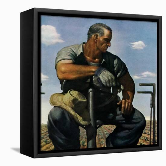 "Farmer on Tractor,"May 1, 1944-Robert Riggs-Framed Premier Image Canvas