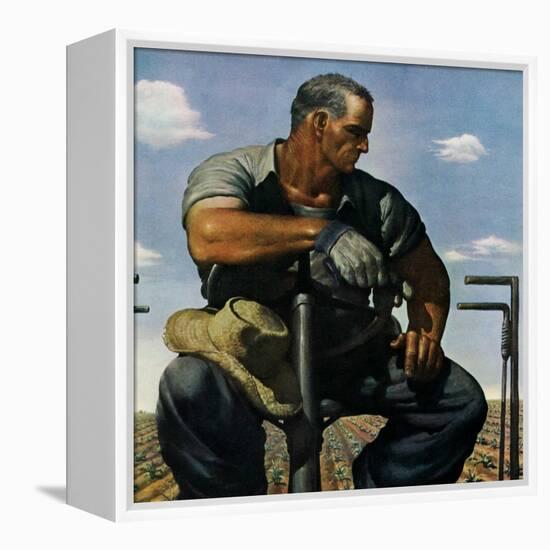 "Farmer on Tractor,"May 1, 1944-Robert Riggs-Framed Premier Image Canvas