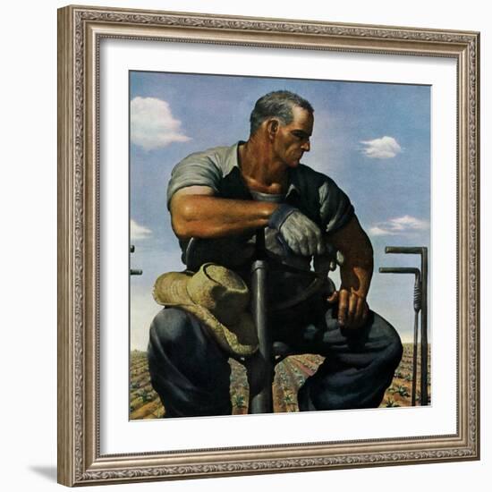 "Farmer on Tractor,"May 1, 1944-Robert Riggs-Framed Giclee Print