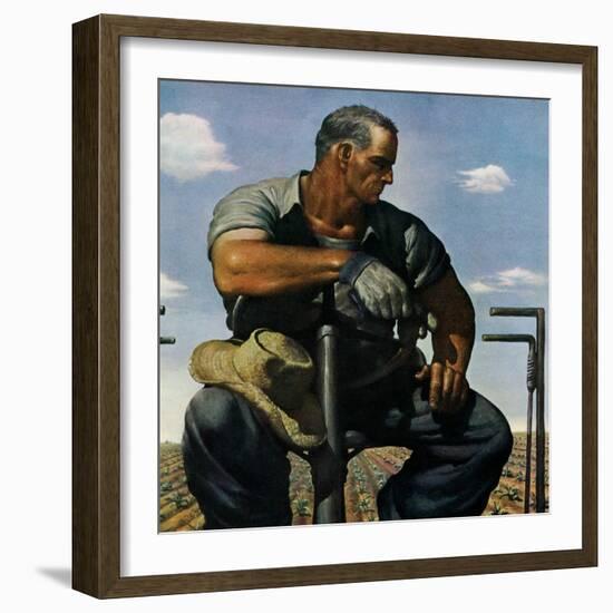 "Farmer on Tractor,"May 1, 1944-Robert Riggs-Framed Giclee Print