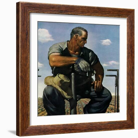 "Farmer on Tractor,"May 1, 1944-Robert Riggs-Framed Giclee Print