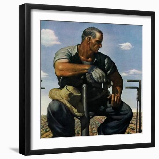 "Farmer on Tractor,"May 1, 1944-Robert Riggs-Framed Giclee Print
