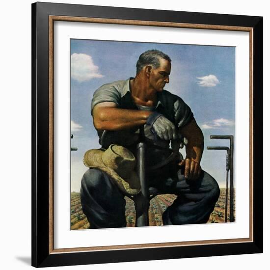 "Farmer on Tractor,"May 1, 1944-Robert Riggs-Framed Giclee Print