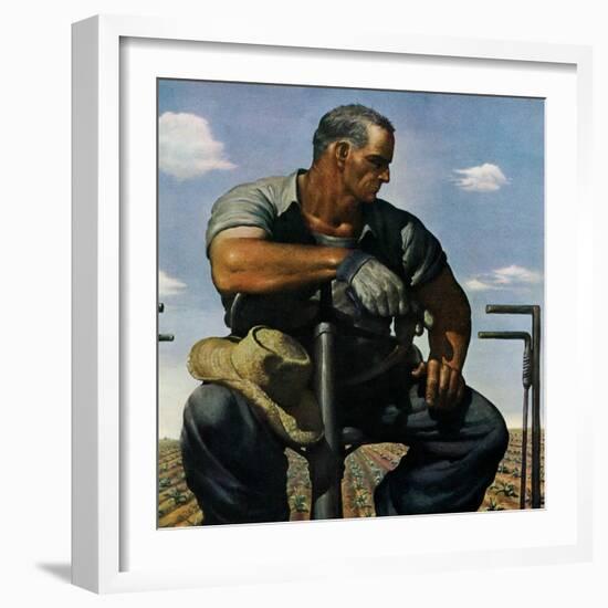 "Farmer on Tractor,"May 1, 1944-Robert Riggs-Framed Giclee Print