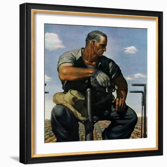 "Farmer on Tractor,"May 1, 1944-Robert Riggs-Framed Giclee Print