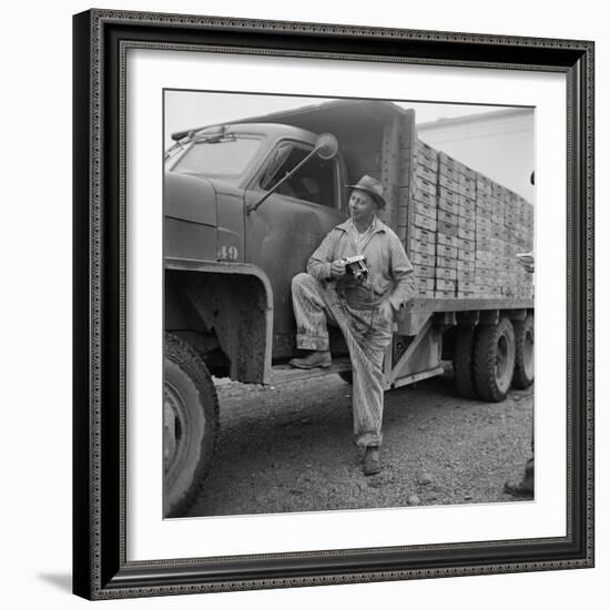 Farmer Paul Trent Holding Camera He Used to Photograph Flying Saucers-Loomis Dean-Framed Photographic Print