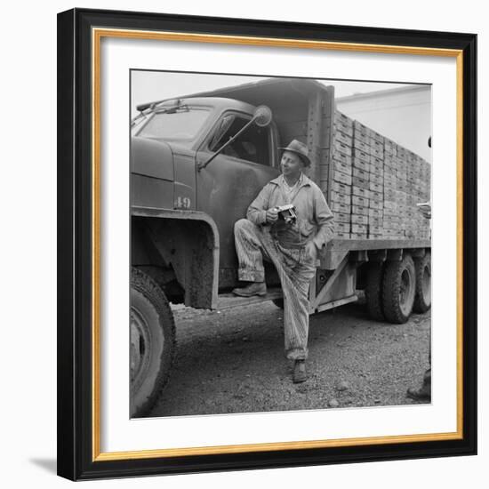 Farmer Paul Trent Holding Camera He Used to Photograph Flying Saucers-Loomis Dean-Framed Photographic Print